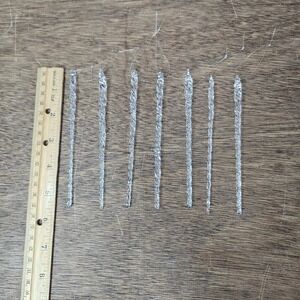 Clear Glass Twisted Icicle Christmas Ornaments Vtg Set of 7 Swirl 5.5" Handmade